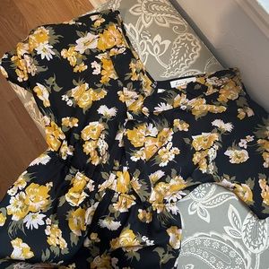 Yellow/Black Floral Romper